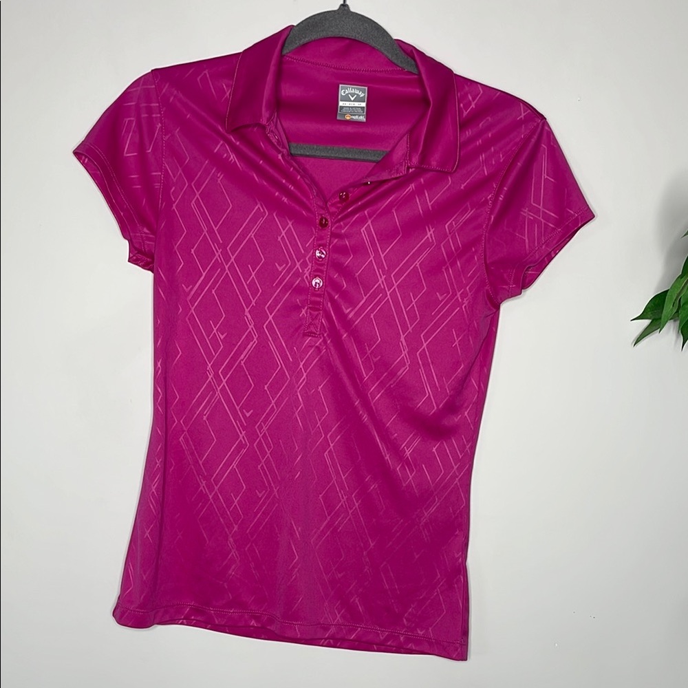 Callaway Pink Fitted Cap Sleeve Golf Polo Shirt